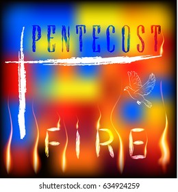 Pentecost fire. Trinity holiday.  Descended fire as a symbol of the holy spirit. Vector design