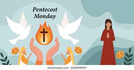 Pentecost Monday Holy Spirit Vector Illustration 