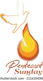 Pentecost poster design for print or use as card, flyer or T shirt	