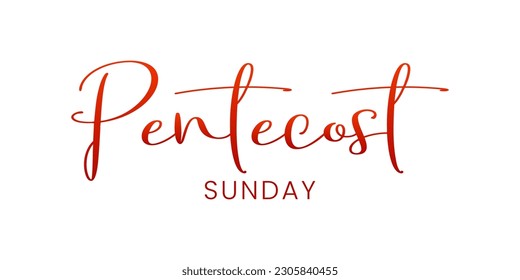 Pancarta del domingo de Pentecostés. Invitación al servicio cristiano de pentecostés con Espíritu Santo y texto. Ilustración del vector