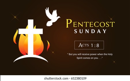 Pentecost Sunday Banner Vector Illustration Cross Stock Vector (Royalty ...