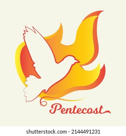Pentecost Sunday catholic christian holiday Holy day spirit flame dove fire poster background art