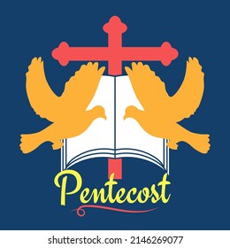 Pentecost Sunday Christian holiday poster vector design