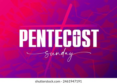 Pentecost Sunday Christian lettering design. The Outpouring of the Spirit creative calligraphy for church web slide. Vector illustration