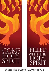 Pentecost Sunday church banners vector illustration