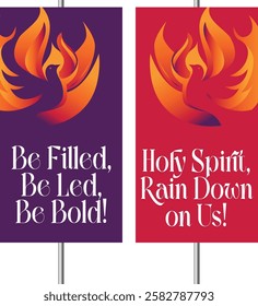 Pentecost Sunday church banners vector illustration