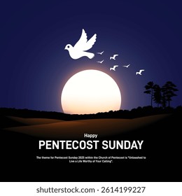 Pentecost Sunday creative banner, poster, social media post, postcard, background, backdrop, template, greetings card, web banner, cover design etc. The power of the Holy Spirit.
