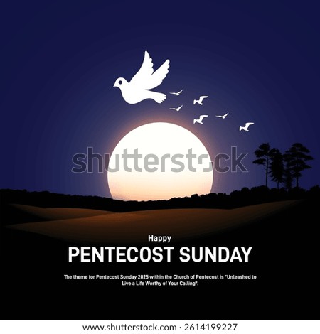 Pentecost Sunday creative banner, poster, social media post, postcard, background, backdrop, template, greetings card, web banner, cover design etc. The power of the Holy Spirit.