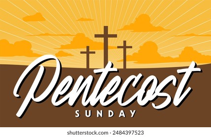 pentecost sunday with cross silhouette