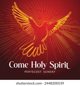 Pentecost Sunday dove banner come Holy Spirit vector illustration