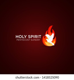 Pentecost Sunday With Dove And Fire Vector Illustration