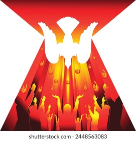 Pentecost Sunday Dove flaying down vector illustration