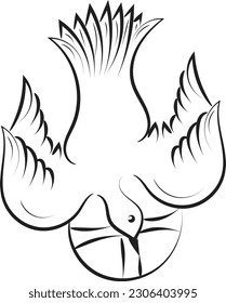 Pentecost Sunday dove logo vector illustration for print or use as poster, card, flyer, tattoo or T Shirt