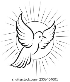 Pentecost Sunday dove logo vector illustration for print or use as poster, card, flyer, tattoo or T Shirt