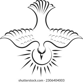 Pentecost Sunday dove logo vector illustration for print or use as poster, card, flyer, tattoo or T Shirt