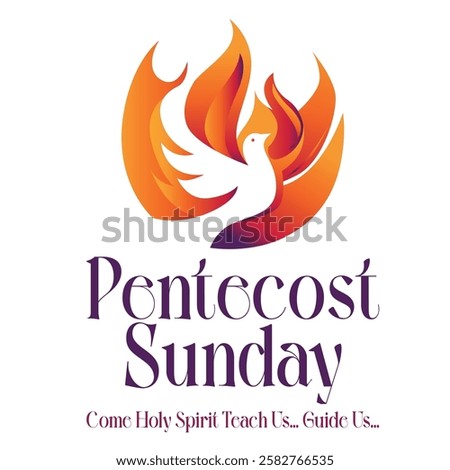 Pentecost Sunday dove vector logo illustration