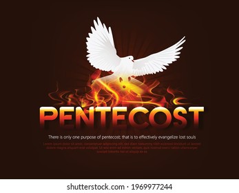 Pentecost Sunday with flame and holy spirit dove, Catholics and Christians Religious culture holiday