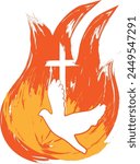Pentecost Sunday. Holy Spirit Fire. Come Holy Spirit. Use as poster, Banner, card, flyer or T Shirt