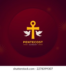 Pentecost Sunday Holy Spirit Greeting Card Banner Poster for Biblical Series Vector Illustration