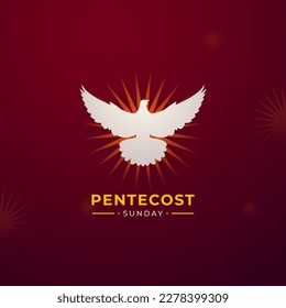 Pentecost Sunday Holy Spirit Greeting Card Banner Poster for Biblical Series Vector Illustration