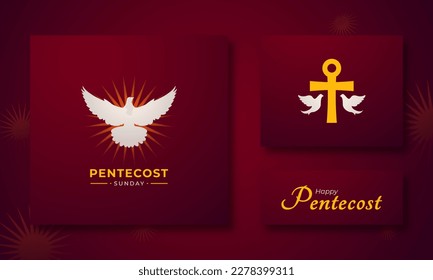 Pentecost Sunday Holy Spirit Greeting Card Banner Poster for Biblical Series Vector Illustration