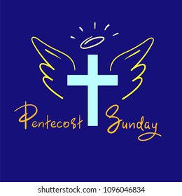 Pentecost Sunday - motivational quote lettering, religious poster. Print for poster, prayer book, church leaflet, t-shirt, greeting card, sticker. Pentecost Sunday fire banner