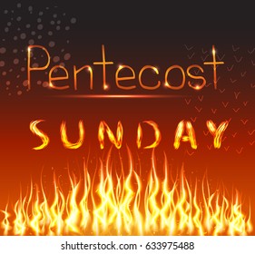 
Pentecost Sunday. Trinity holiday.  Descended fire as a symbol of the holy spirit. Vector Design