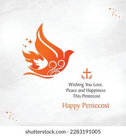 Pentecost Sunday Wishes with Flame, Wind and Holy Spirit Dove in Catholics or Christians Religious Culture Holiday Vector Templates,
Jesus Christ, Happy Pentecost day
