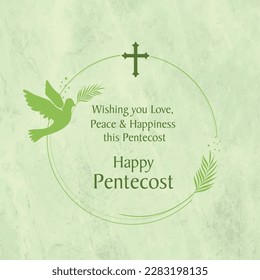 Pentecost Sunday Wishes with Flame, Wind and Holy Spirit Dove in Catholics or Christians Religious Culture Holiday Vector Template,
Jesus Christ, Happy Pentecost Day
