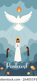 Pentecost Vector Banner Set | Holy Spirit Dove and Flames Illustrations | Christian Holiday Flat Design
