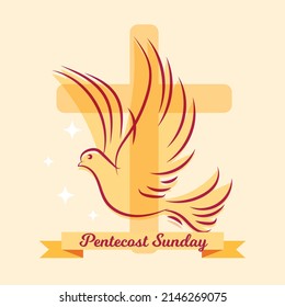 Pentecost Whit Sunday catholic Christian holiday festival celebration card poster vector background