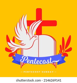 Pentecost Whit Sunday holiday celebration card poster vector