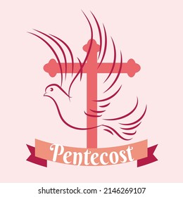 Pentecost Whit Sunday illustration poster vector art