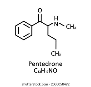 Pentedrone molecular structure. Pentedrone skeletal chemical formula. Chemical molecular formula vector illustration