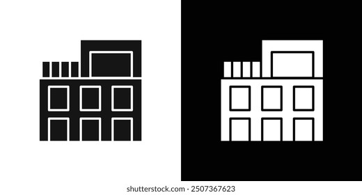 Penthouse icon flat line symbol set.