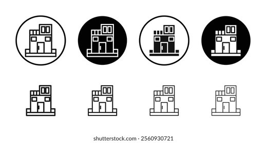 Penthouse icon Flat outline fill set collection