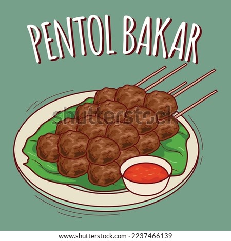Pentol Bakar illustration Indonesian food with cartoon style Foto d'archivio © 
