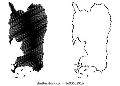 Penuelas municipality (Commonwealth of Puerto Rico, Porto Rico, PR, Unincorporated territories of the United States) map vector illustration, scribble sketch Penuelas map