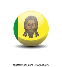 Penza Oblast national circle button flag background texture. 3D vector, illustration, symbol federal subject of Russia.
