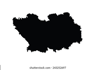 Penza Oblast vector map silhouette isolated on white background. High detailed silhouette illustration. Russia oblast map illustration