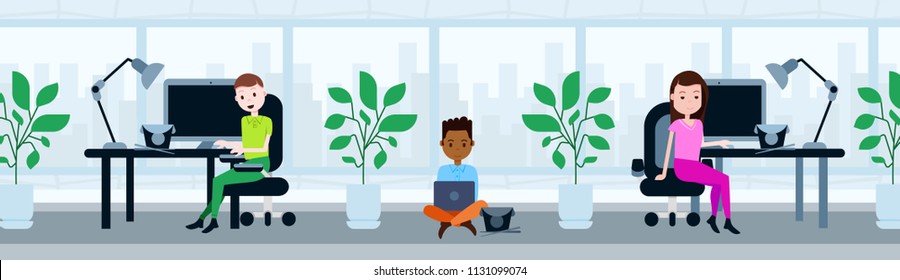 equipo de personas sentadas mesa de trabajo oficina descanso para el almuerzo asiático concepto de comida mezcla plantilla de carrera para el trabajo de diseño y animación banner plano ilustración vectorial