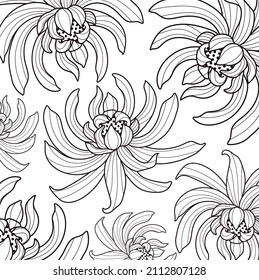 Peonia wallpaper design vector. Tropical pattern design,Blossom floral, Blooming lines isolated flowers. Hand drawn. Vector illustration.