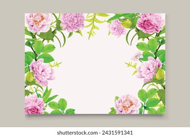 peonies background and wreath illustration design