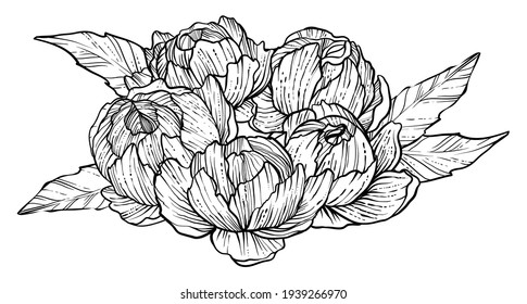 Ramblo de peones, vector dibujado a mano, monocromo
