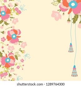 Peonies Bunch Vector Frame Background