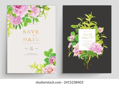 peonies floral background and frame card design