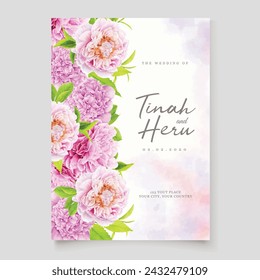 peonies floral watercolour background and frame design
