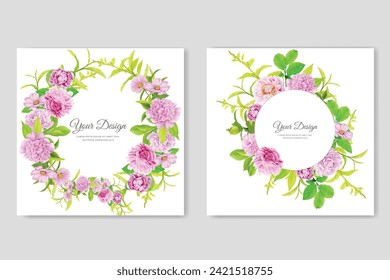 peonies hand drawn background and frame design