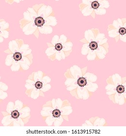 Peonies isolated vector seamless pattern. Romantic garden pink flowers background illustration. Faded colors. Cute spring summer peony flowers seamless pattern. Fabric print design