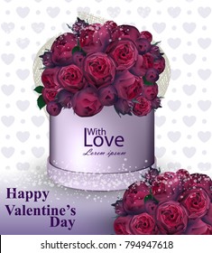 Peonies lovely bouquet in violet color Vector realistic
